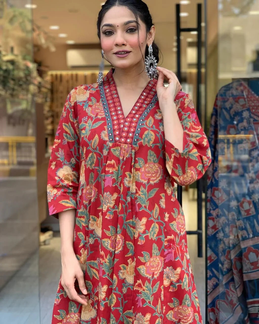 Scarlet Bloom  Red Ethnic Kurta Set For Women