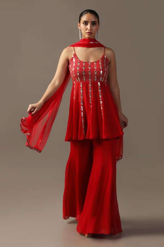 Crimson Charm Ethnic Sharara Suit