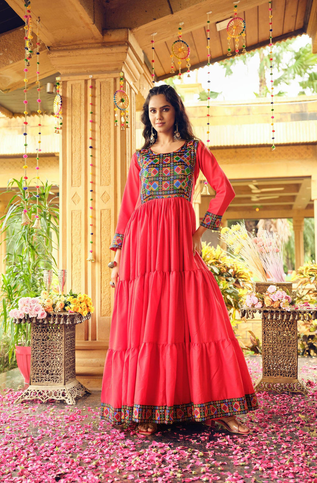 Red Embroidered Kurti for Women