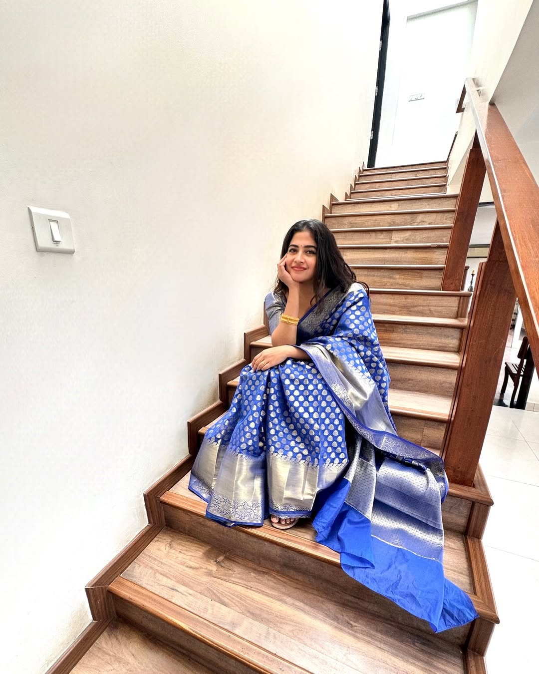 Royal Blue Silk Saree with Silver Zari