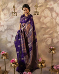 Royal Purple Silk Saree with Gold Zari Motifs & Rich Pallu