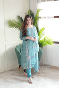 Sea Green Embroidered Kurta Set with Dupatta