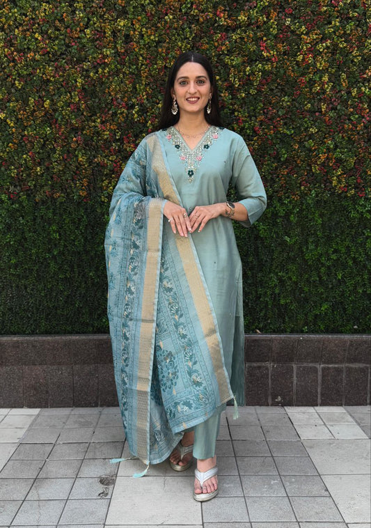 Elegant Sky Blue Ethnic Set For Laddies