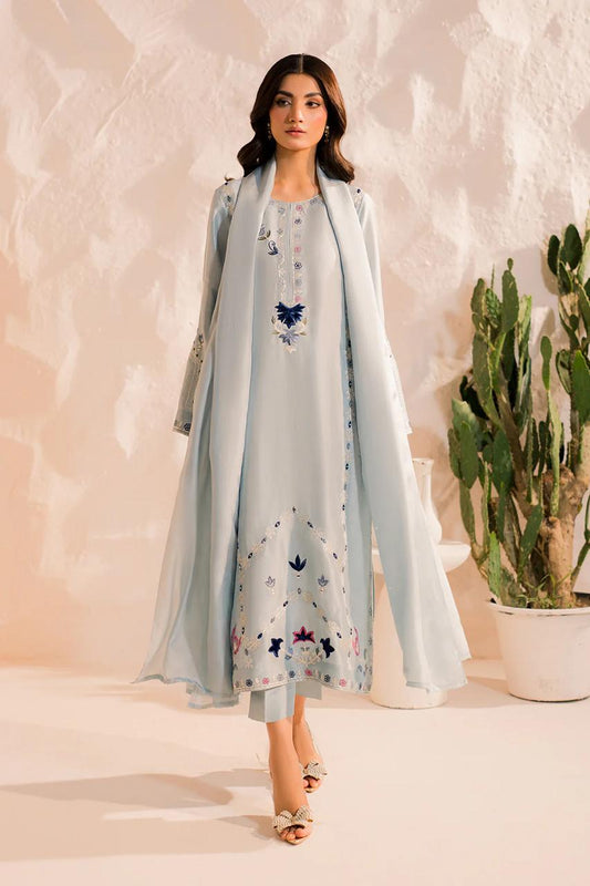 Graceful Sky Blue Embroidered Kurta Set with Dupatta