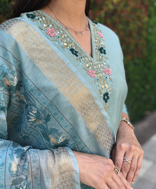 Elegant Sky Blue Ethnic Set For Laddies