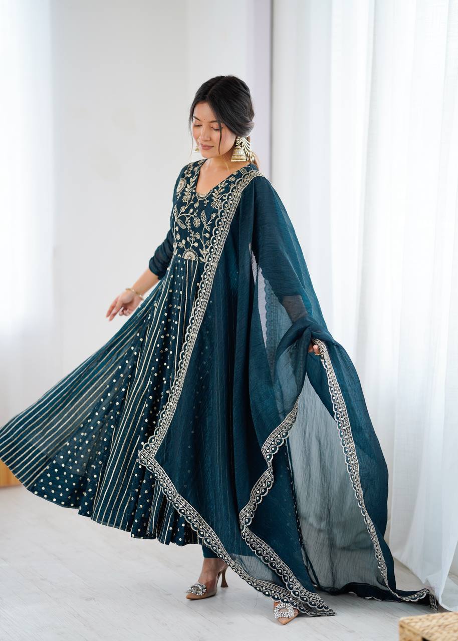 Flared Anarkali Suit Set with Dupatta (Multi Color) | Festive & Party Wear Ethnic Outfit