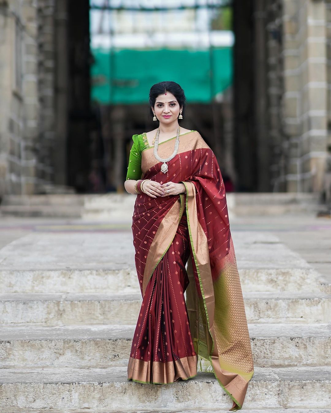Traditional Silk Saree with Rich Border & Woven Motifs
