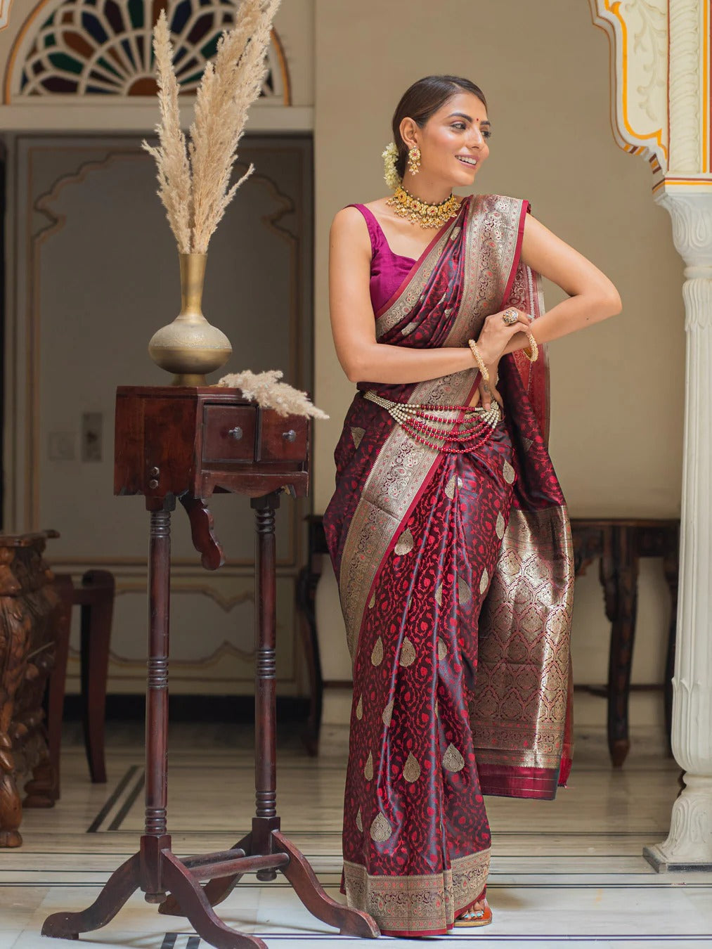 Traditional Silk Saree with Rich Zari Weaving & Designer Pallu