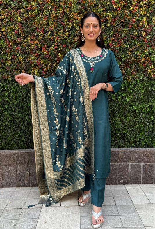 Elegant Turquoise Kurta Set for Women – Designer Ethnic Wear