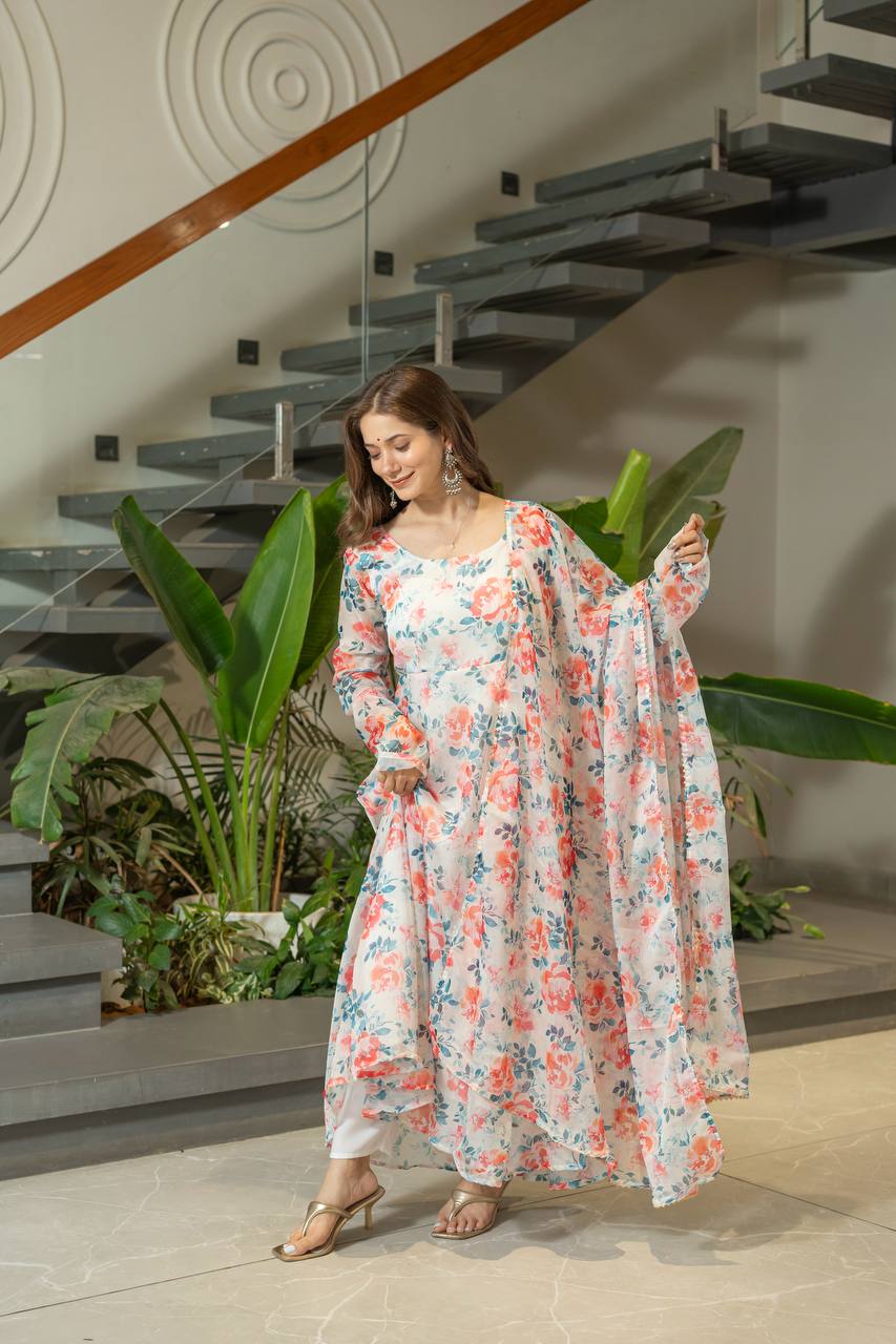 Floral Anarkali Kurta Set for Women
