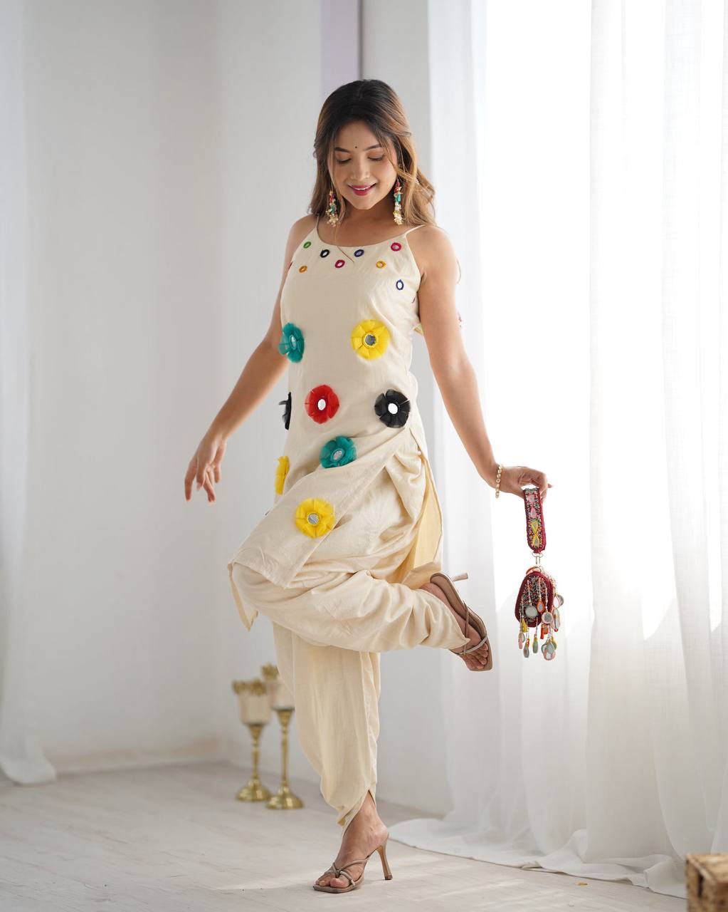White Anarkali Set for Women with Dupatta