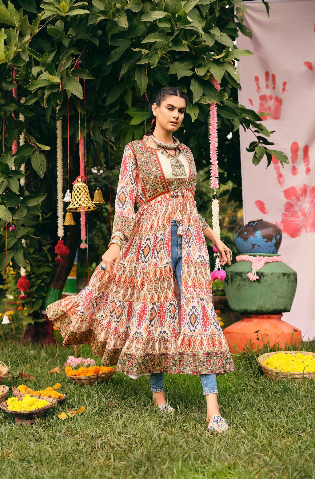 White Printed Kurti for Women