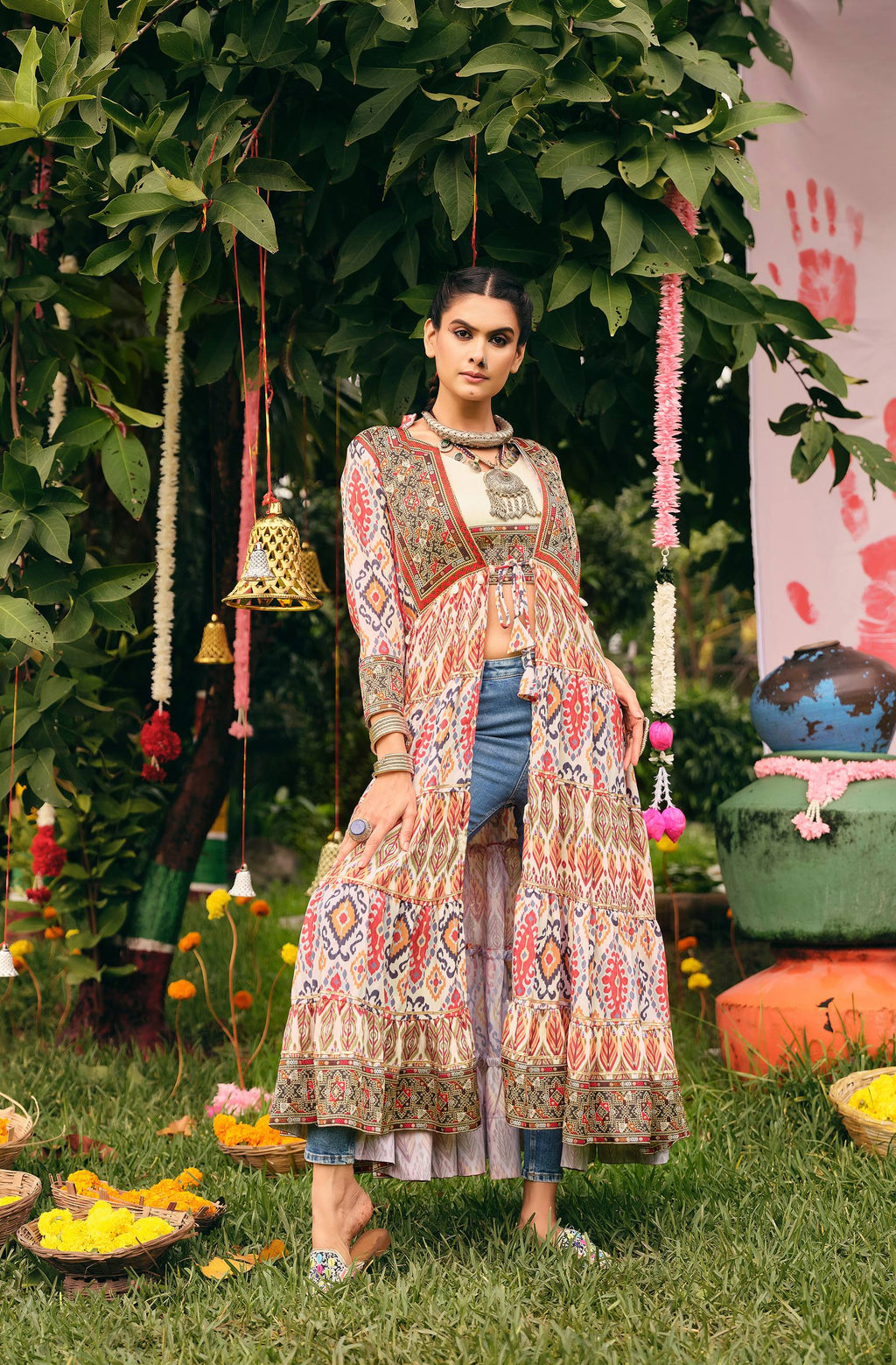 White Printed Kurti for Women