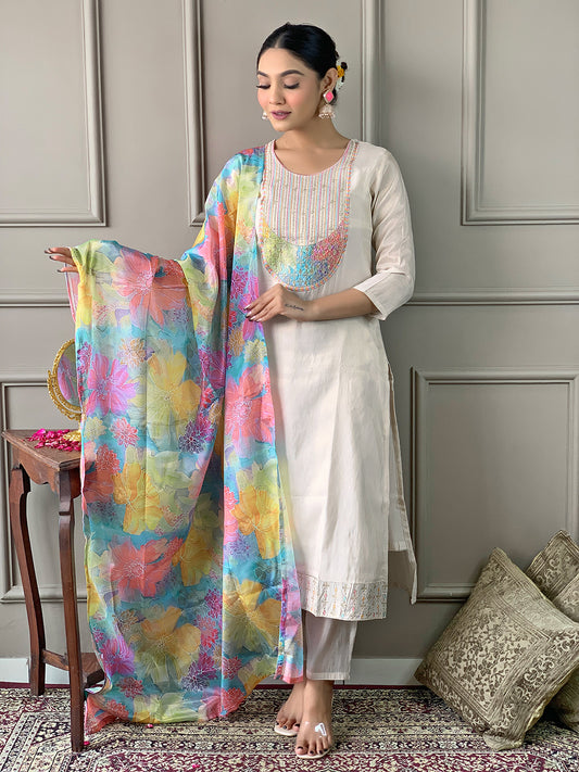 Trending Women Wear  white Kurta Set