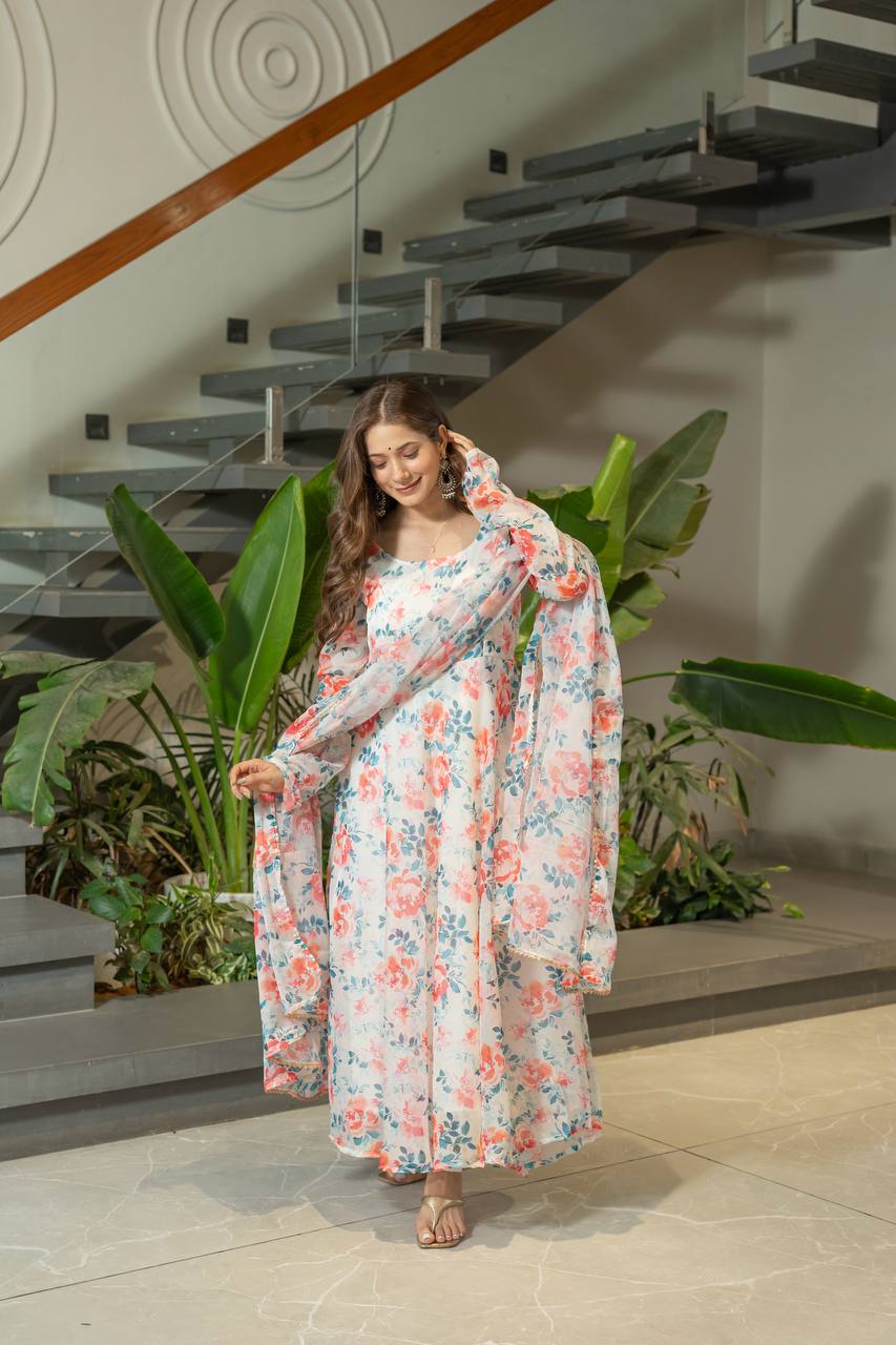 Floral Anarkali Kurta Set for Women