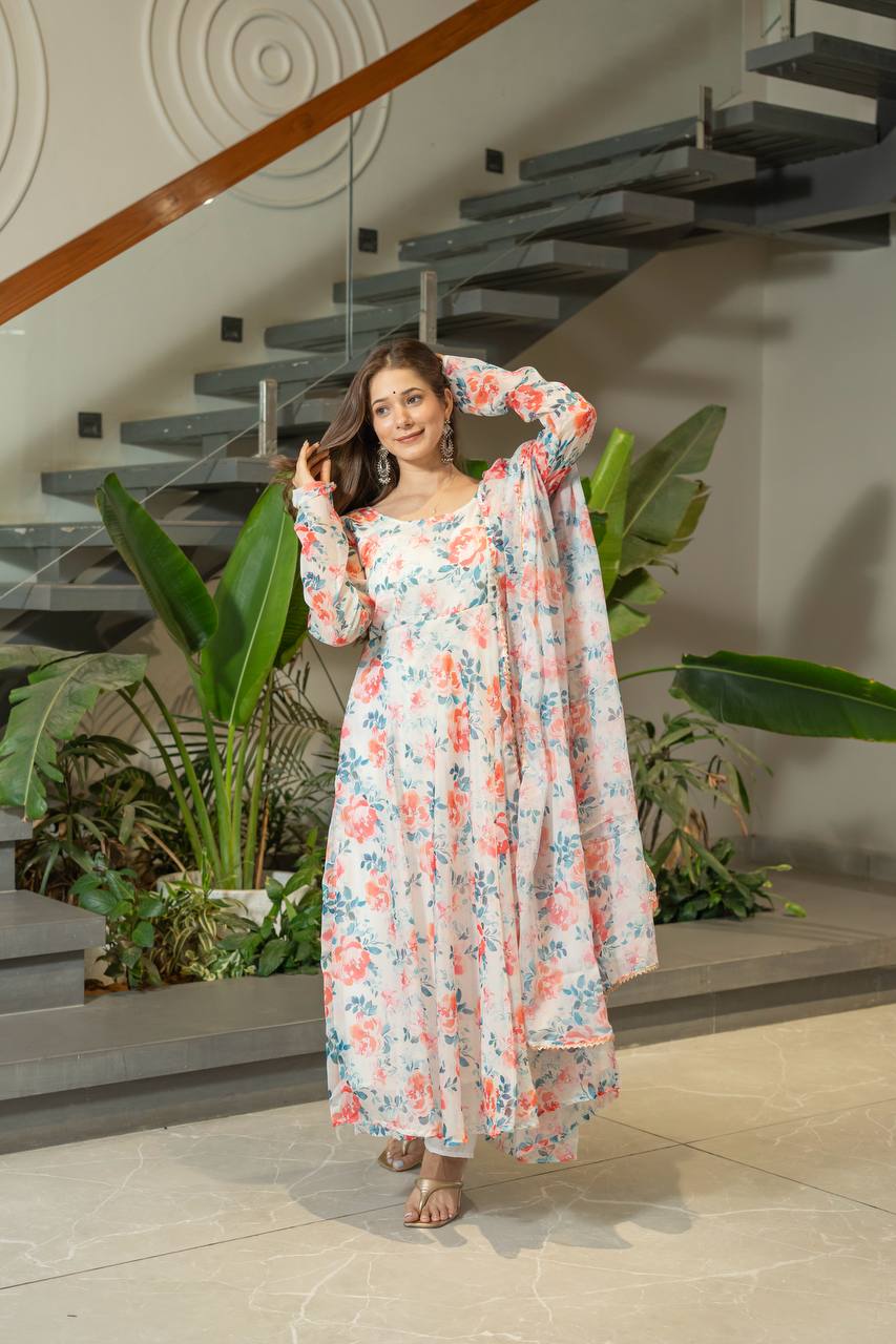Floral Anarkali Kurta Set for Women