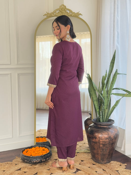 Trending Wear Rich Wine Kurta Set with Dupatta