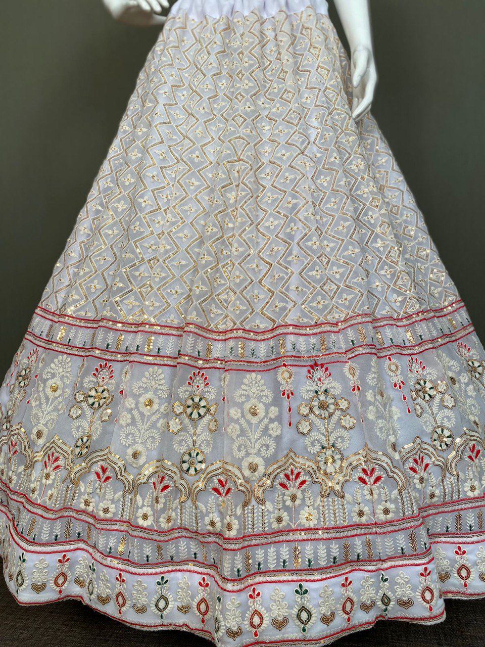 Georgette Wedding Wear White Lehenga Choli