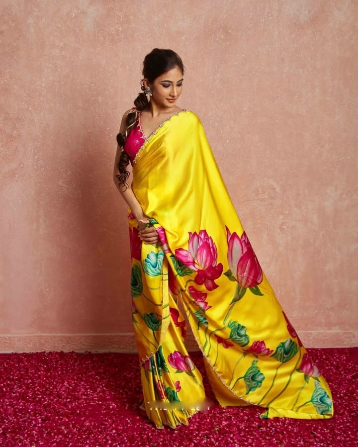 Ready To Wear Organza Silk Yellow Saree