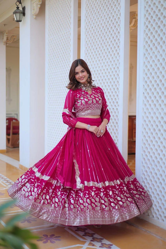 Heavy Georgette Party Wear Pink Lehenga Choli