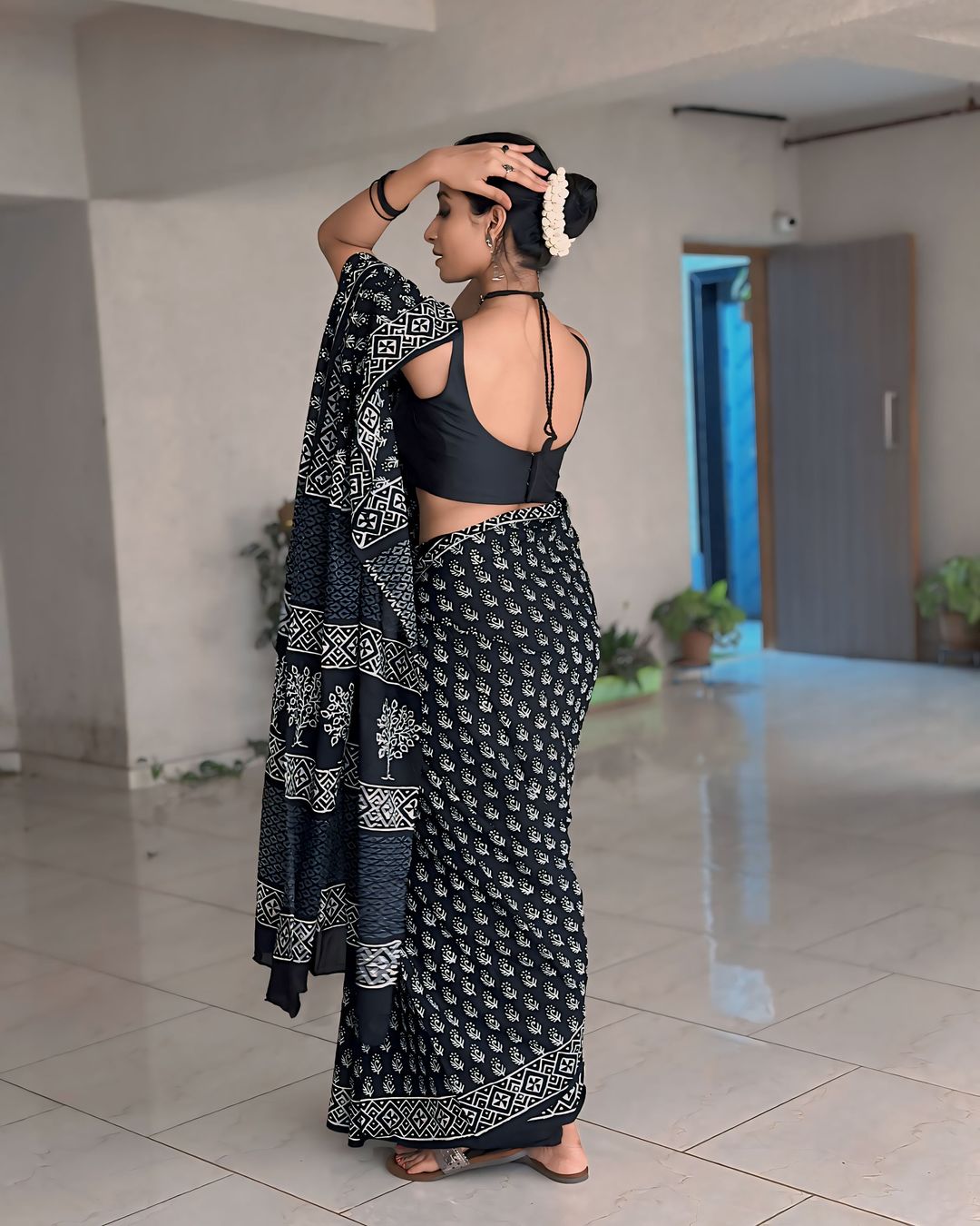 Ready To Wear Silk Black Saree