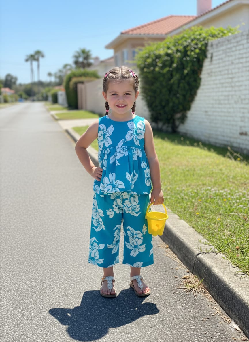 Trendy Girls Blue Floral Co-Ord Set