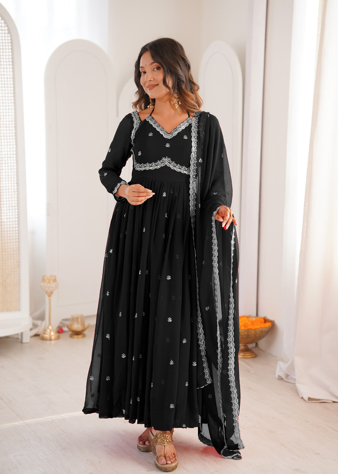 Elegant Ethnic Anarkali Dress with Dupatta