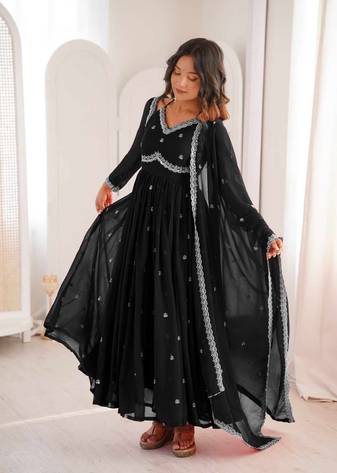Elegant Ethnic Anarkali Dress with Dupatta