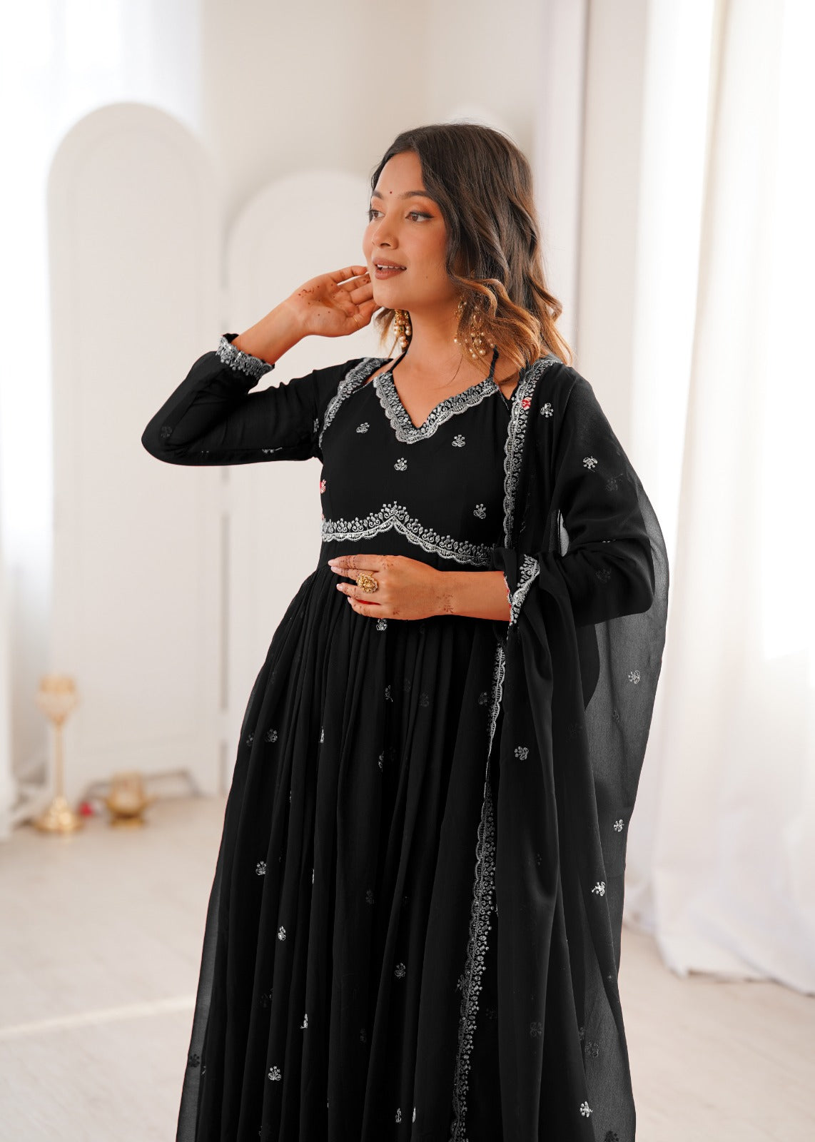 Elegant Ethnic Anarkali Dress with Dupatta
