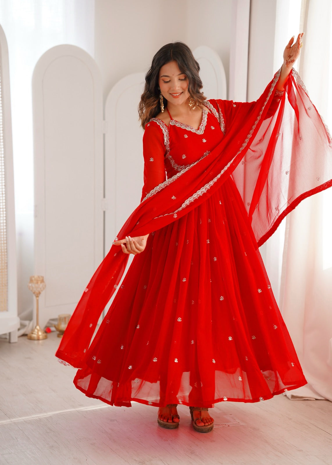 Elegant Ethnic Anarkali Dress with Dupatta