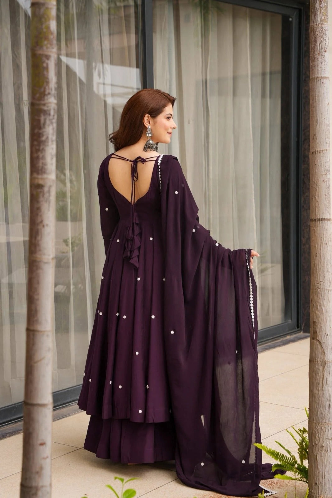 Elegant Wine Anarkali Kurta Set for Women