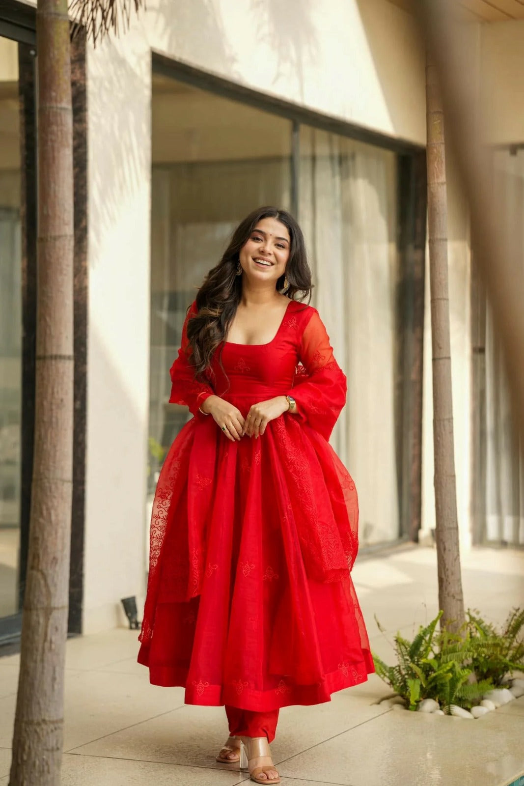 Elegant Flared Anarkali Suit with Dupatta for Women