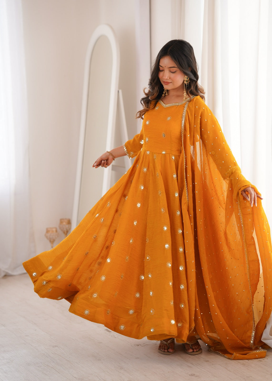 Mustard Yellow Anarkali Suit with Dupatta