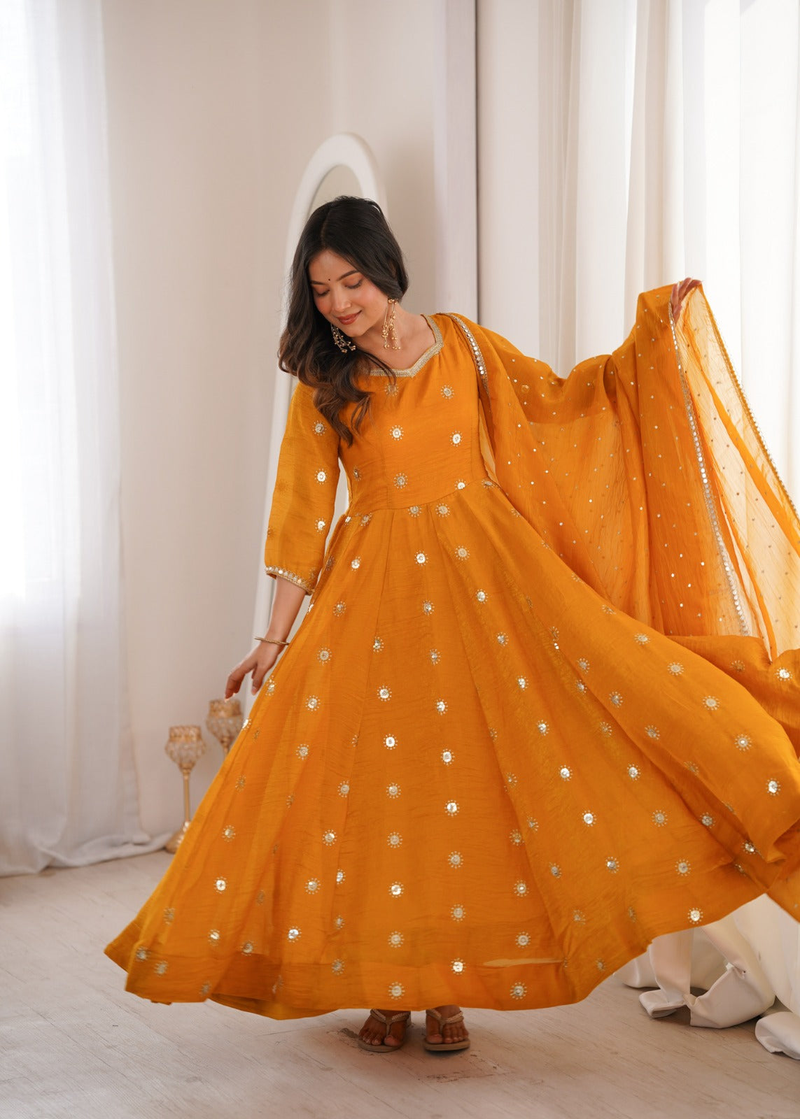Mustard Yellow Anarkali Suit with Dupatta