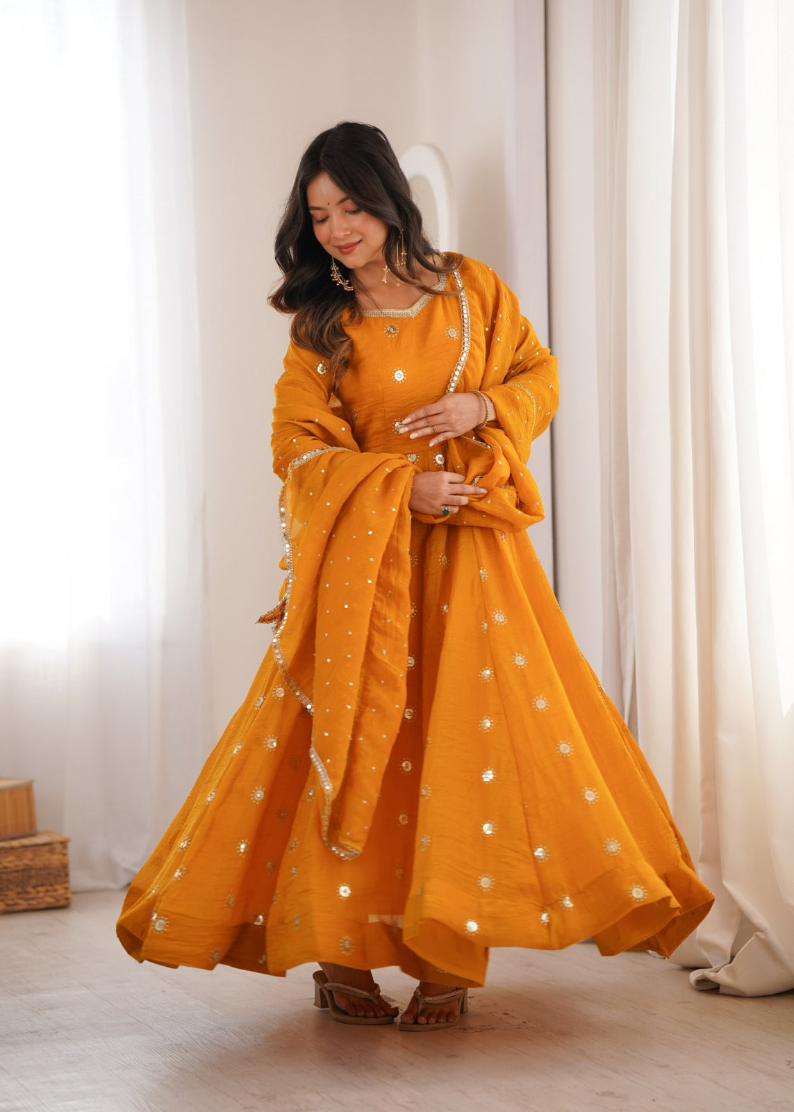 Mustard Yellow Anarkali Suit with Dupatta