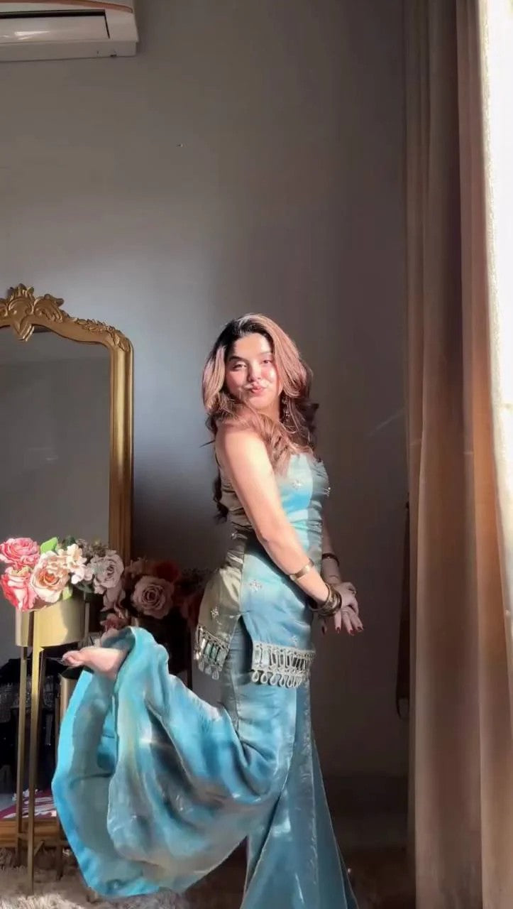 Teal Blue Kurta Sharara Set with Dupatta – Elegant Festive & Party Wear for Women