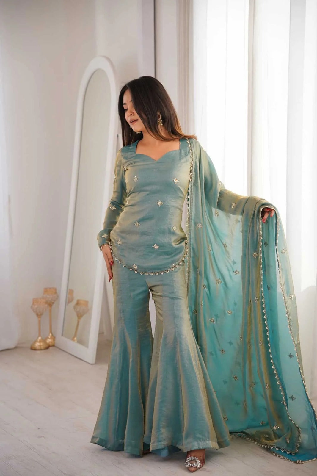 Designer Kurta Sharara Set with Dupatta – Elegant Festive & Party Wear for Women