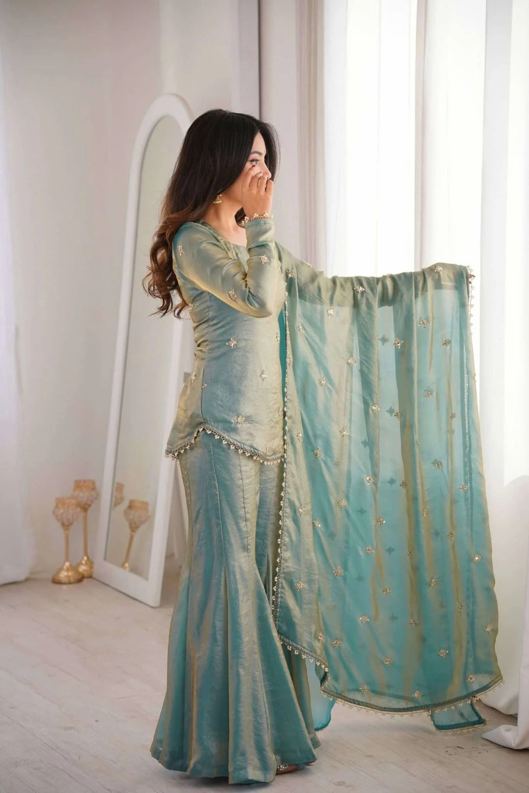 Designer Kurta Sharara Set with Dupatta – Elegant Festive & Party Wear for Women