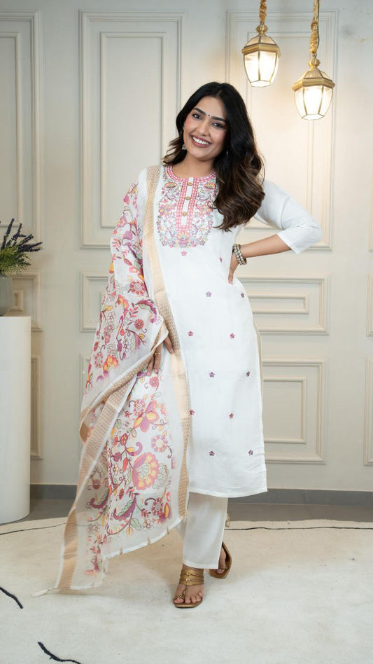 White Traditional Kurta Set for Festive & Casual Occasions