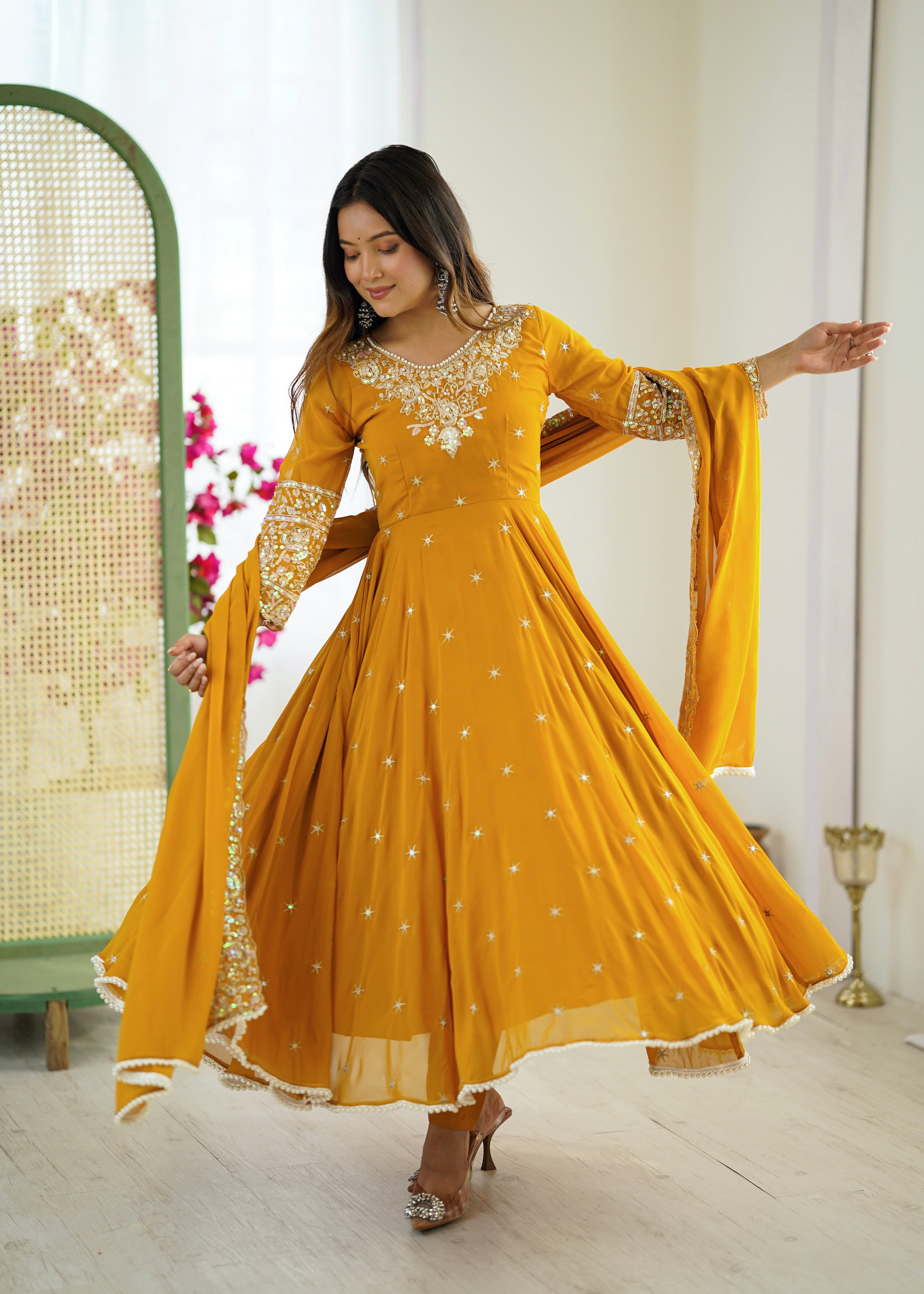 Embroidered Anarkali Kurta Set for Women
