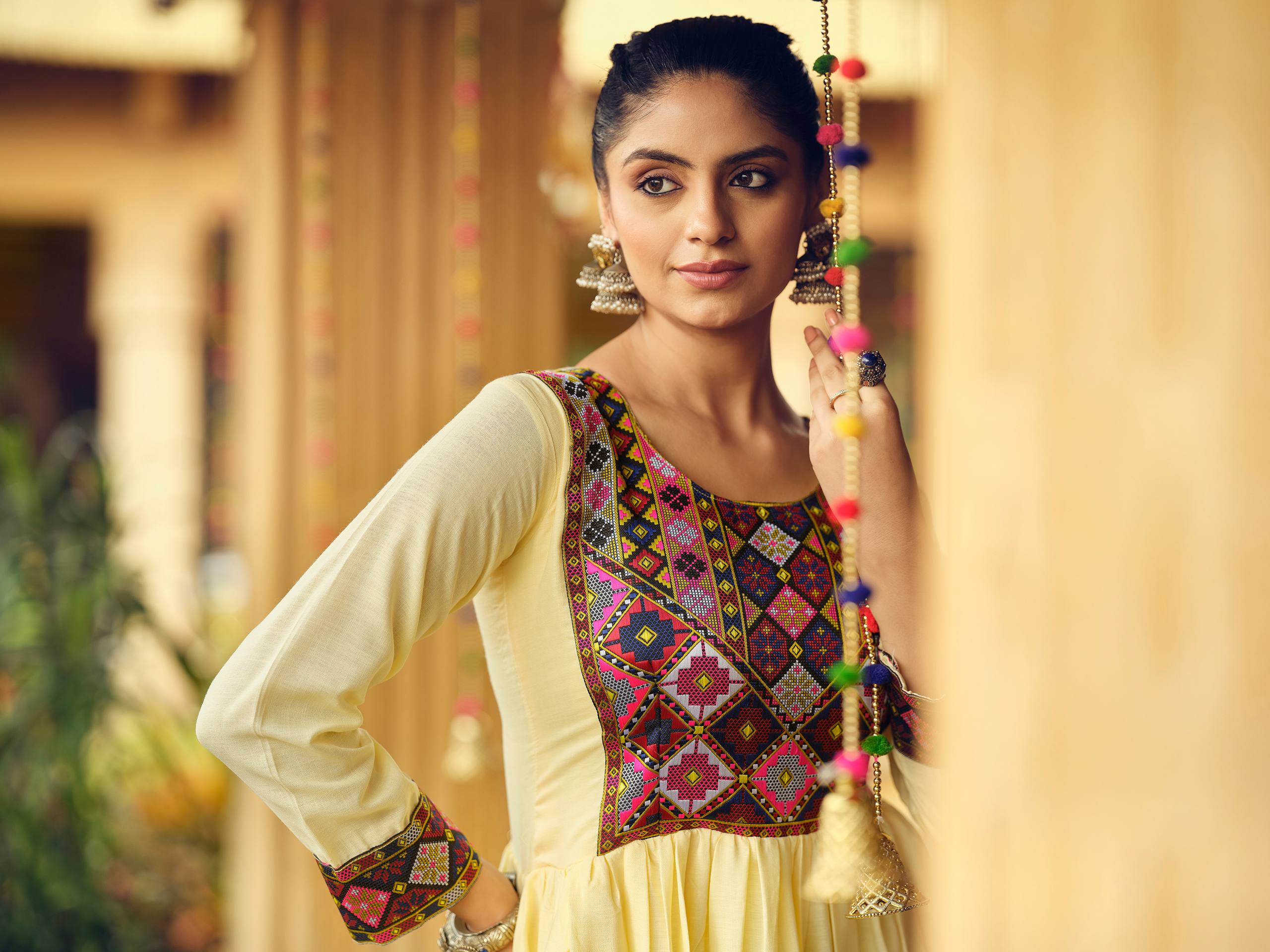 Yellow Embroidered Kurti for Women