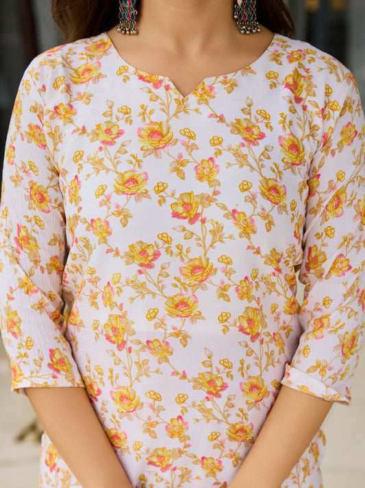 Bright Yellow Printed Kurta Set for Women – Ethnic & Casual Wear