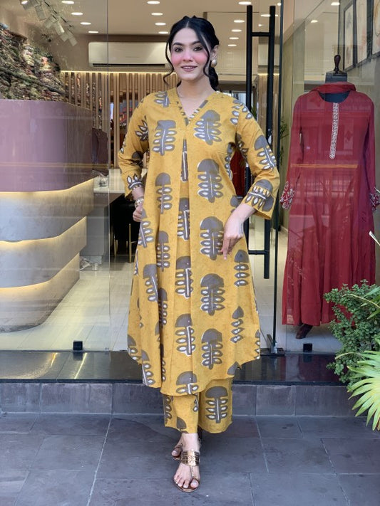 Bright Yellow Kurta with Pant Set for Women – Ethnic & Festive Wear