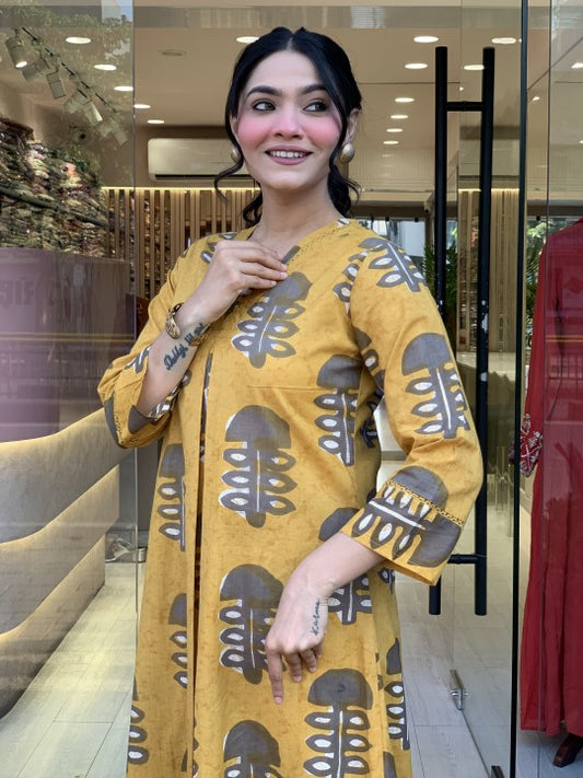 Bright Yellow Kurta with Pant Set for Women – Ethnic & Festive Wear