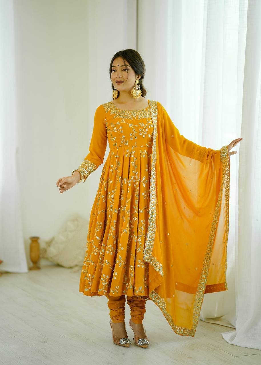 Designer Embroidered Anarkali Suit Set with Dupatta