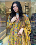Elegant Yellow Floral Anarkali Kurta Set with Dupatta