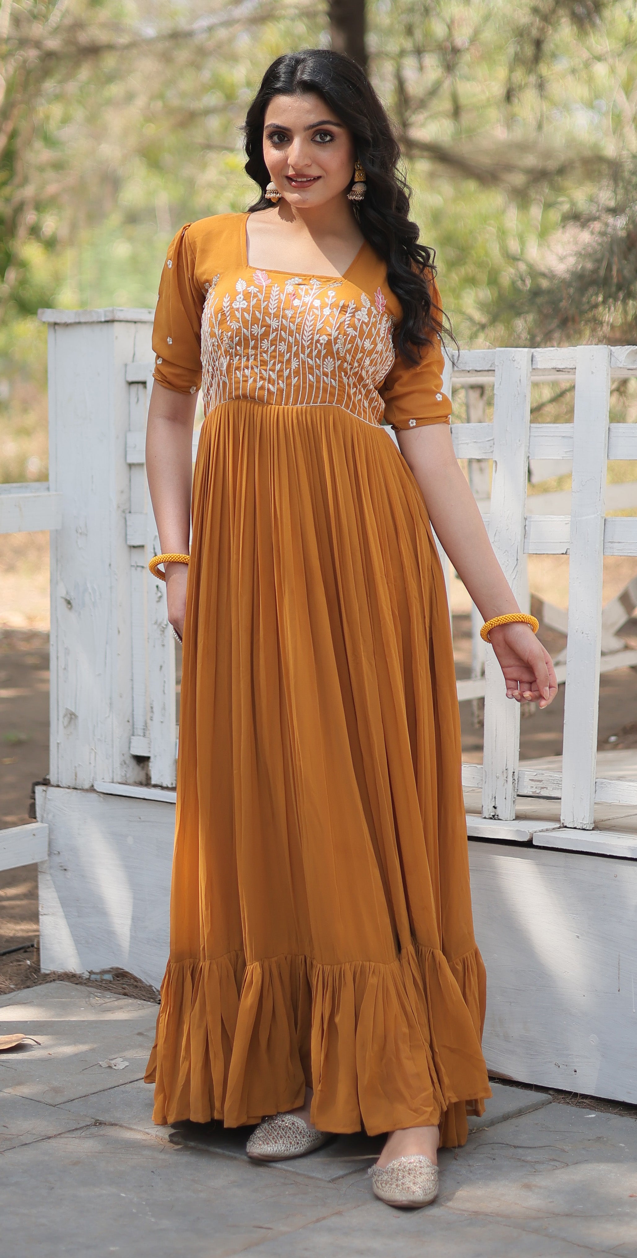 Elegant Embroidered Tiered Maxi Dress for Women
