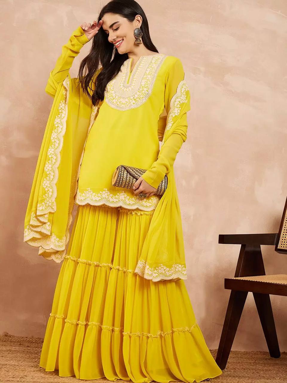 Bright Yellow Sharara Set for Women – Festive & Party Ethnic Wear
