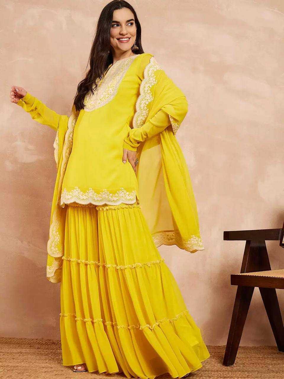 Bright Yellow Sharara Set for Women – Festive & Party Ethnic Wear