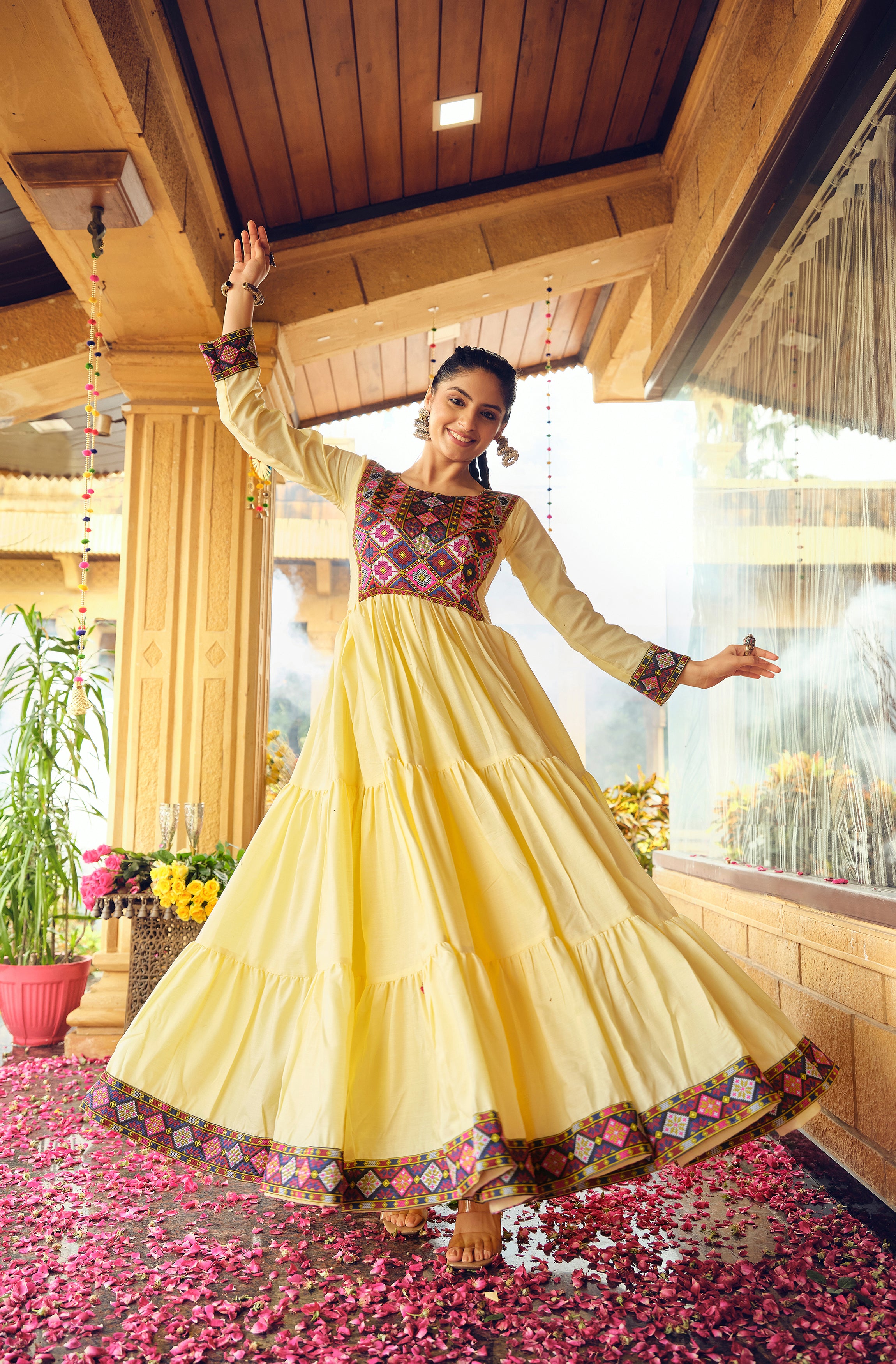 Yellow Embroidered Kurti for Women